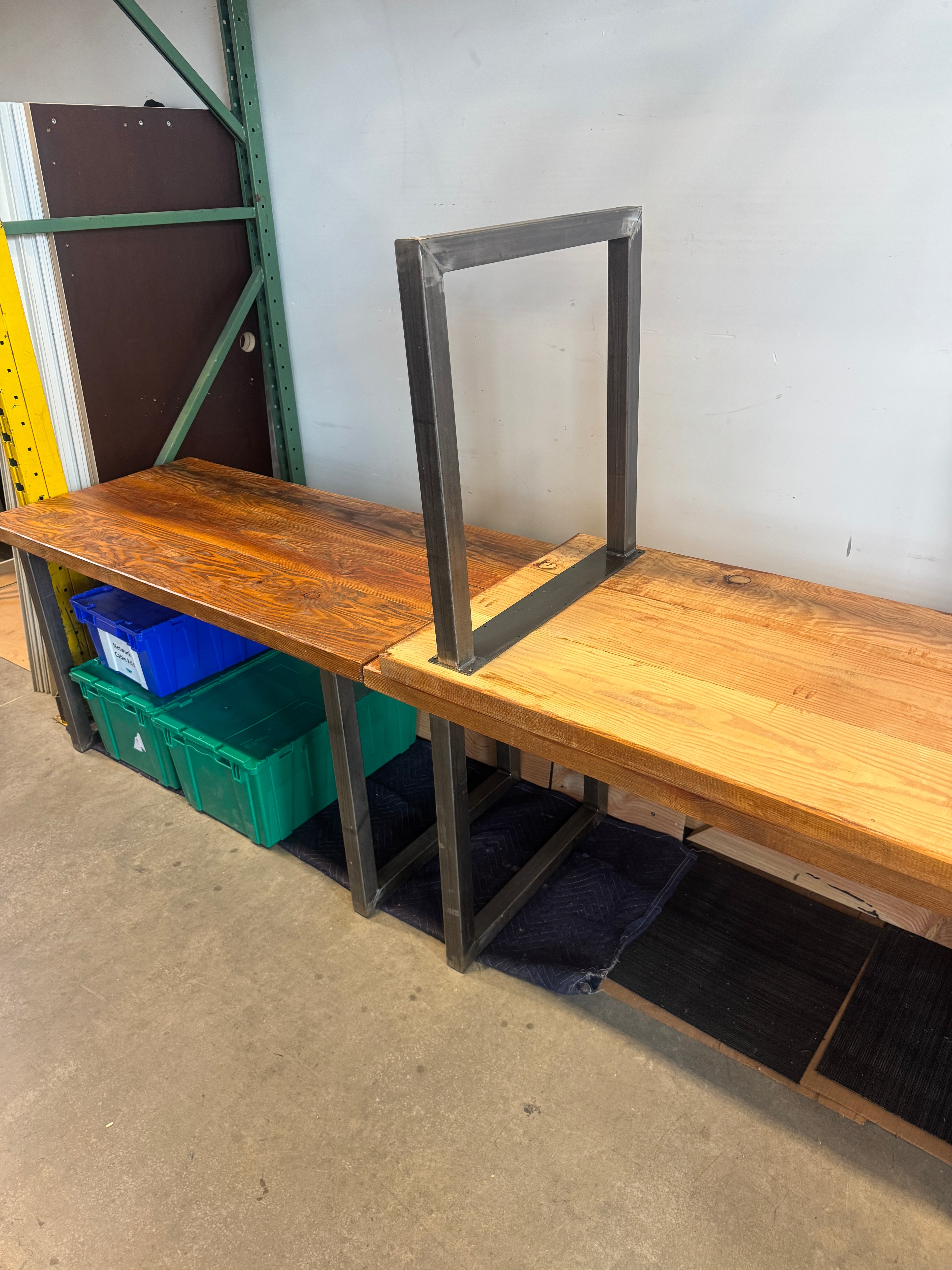 Rustic Solid Wood Desk with Steel Legs – Handcrafted Industrial Style