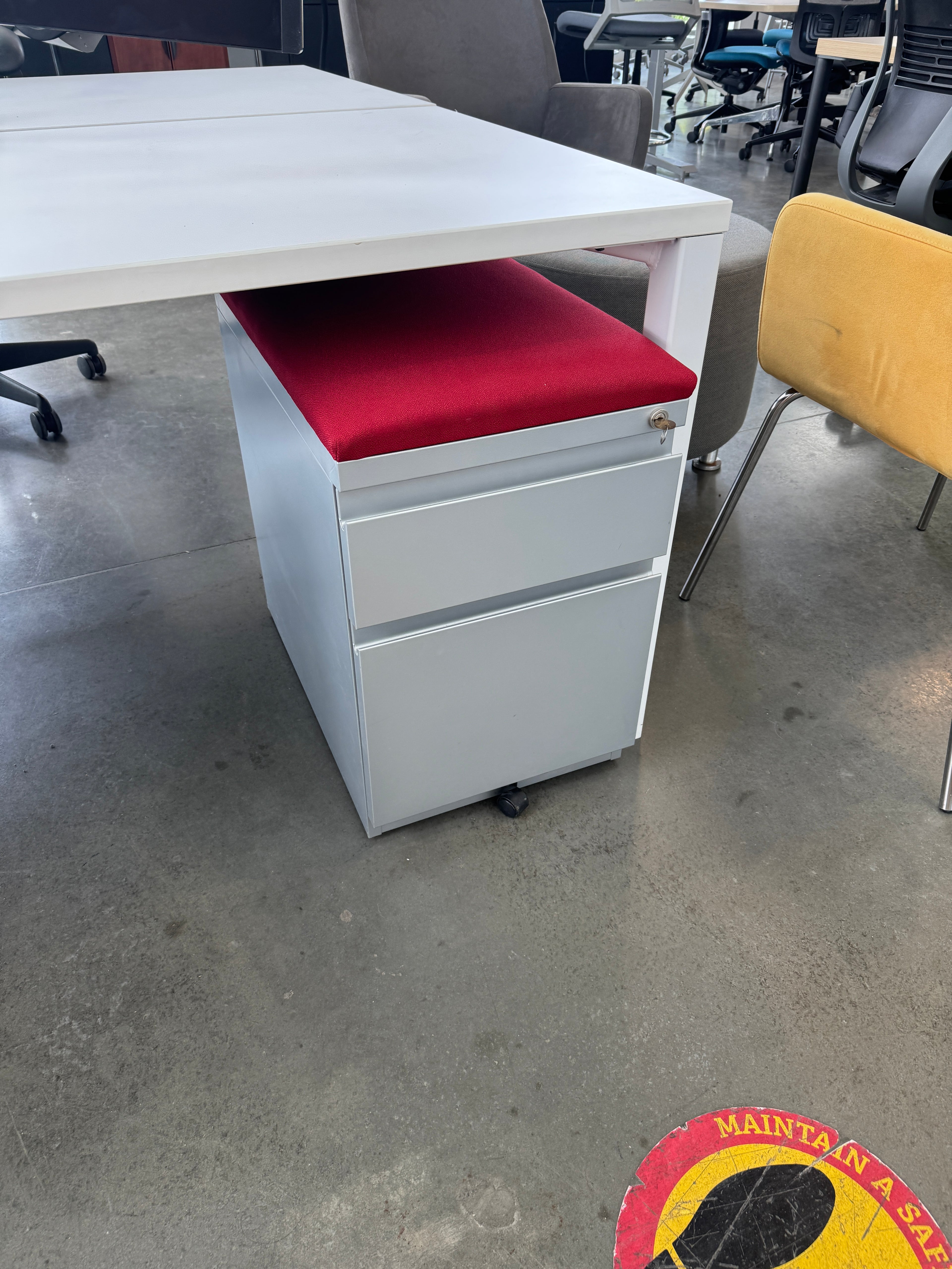 Steelcase Mobile Pedestal with Upholstered Cushion Top