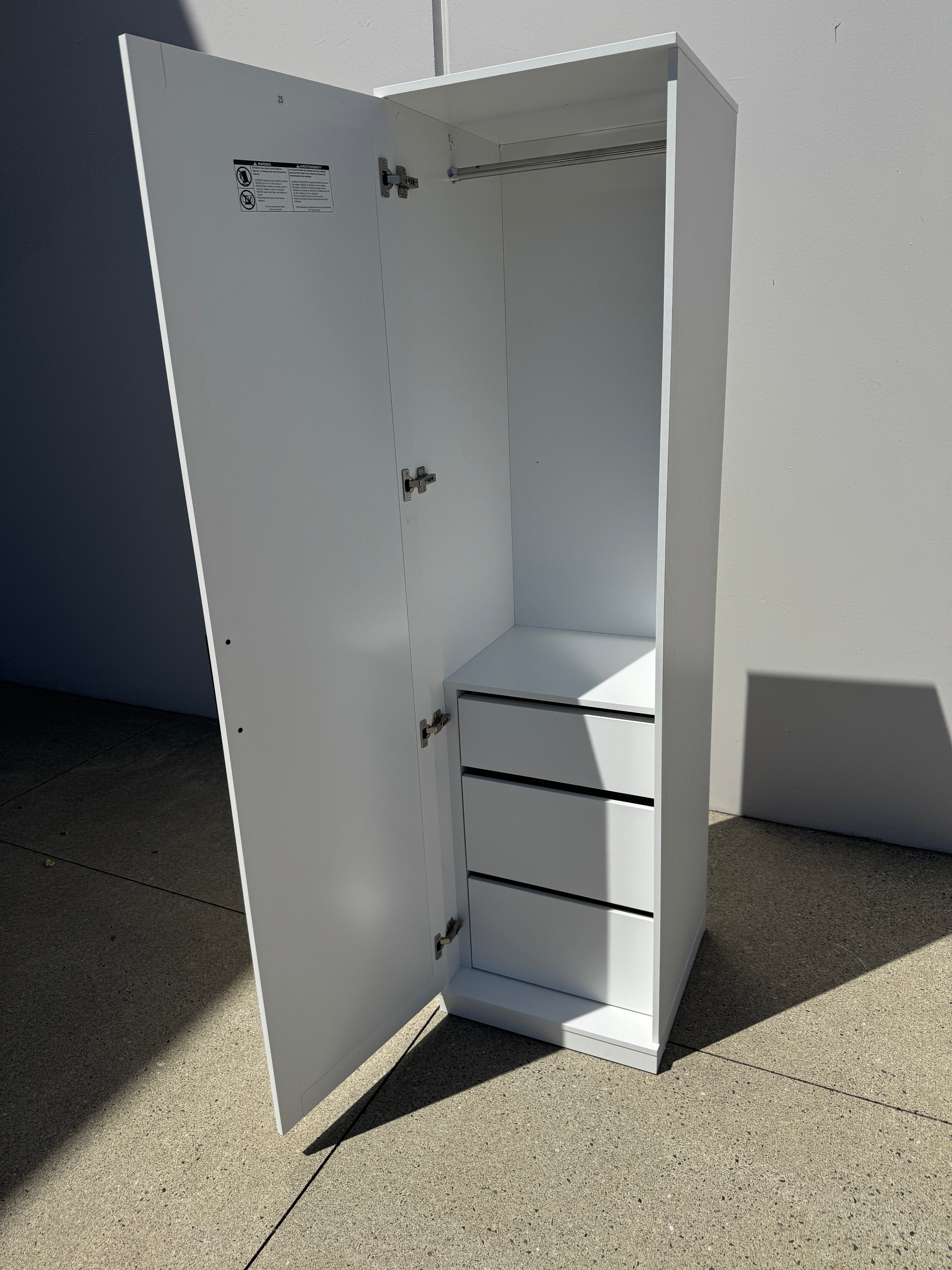 Modern White Wardrobe / Storage Cabinet – Soft-Close Doors