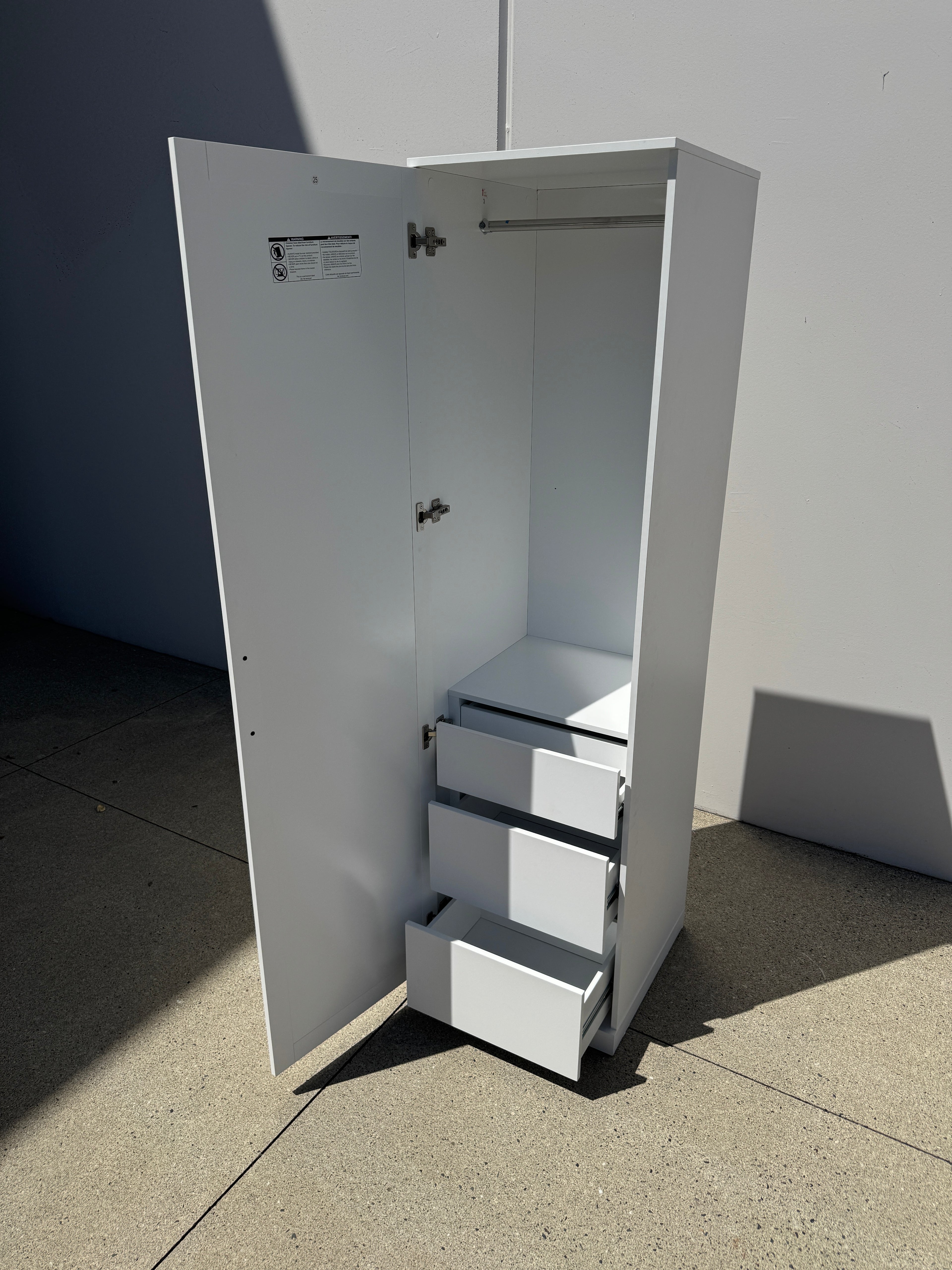 Modern White Wardrobe / Storage Cabinet – Soft-Close Doors