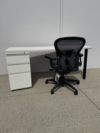 Herman Miller Desk with Locking Pedestal – White Laminate