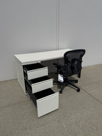 Herman Miller Desk with Locking Pedestal – White Laminate