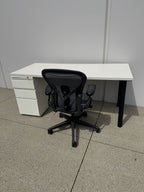 Herman Miller Desk with Locking Pedestal – White Laminate