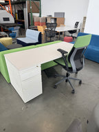 Herman Miller Desk with Locking Pedestal – White Laminate