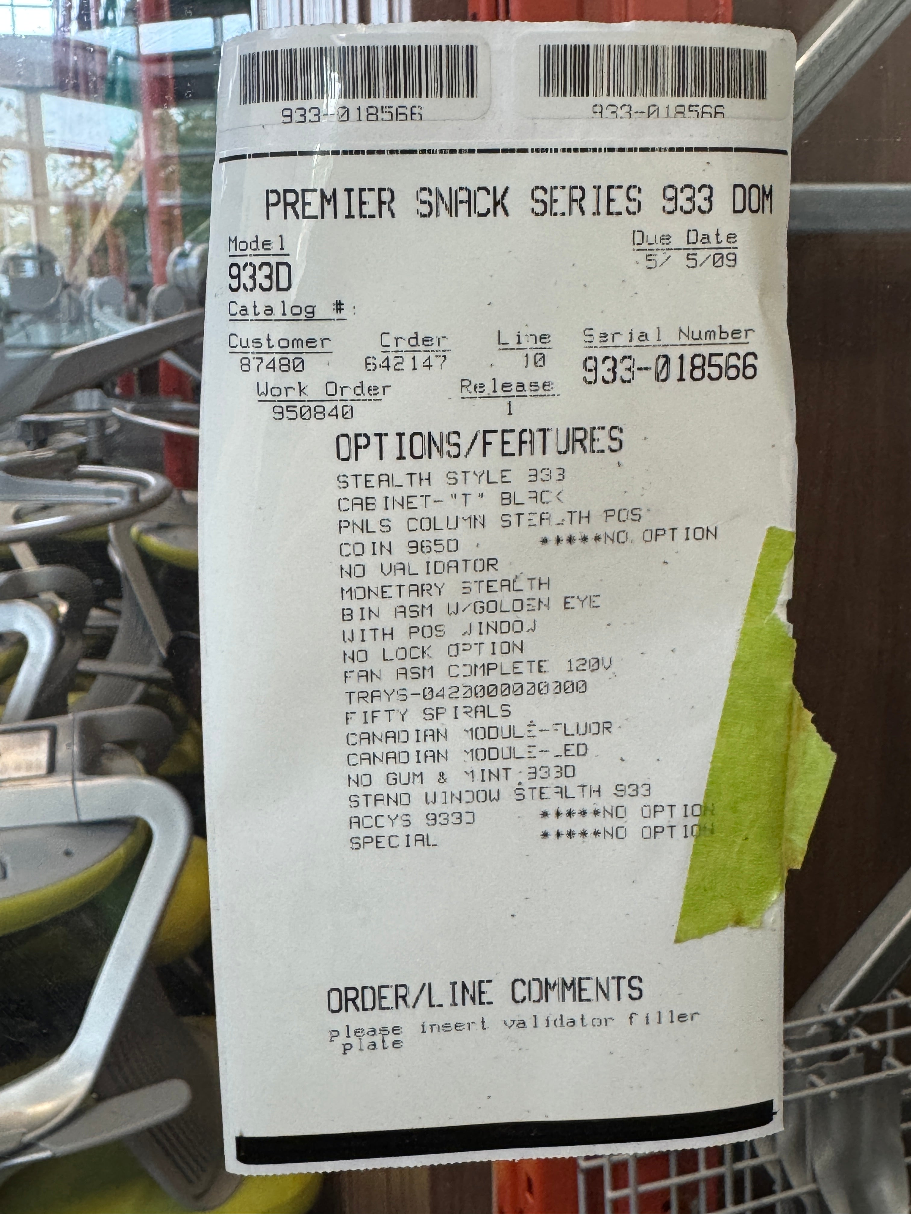 Automatic Products Premier Snack Series 933D Vending Machine