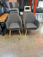 Modern Scandinavian Lounge Chairs – Grey Fabric with Solid Wood Legs