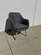 Modern Scandinavian Lounge Chairs – Grey Fabric with Solid Wood Legs