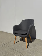 Modern Scandinavian Lounge Chairs – Grey Fabric with Solid Wood Legs