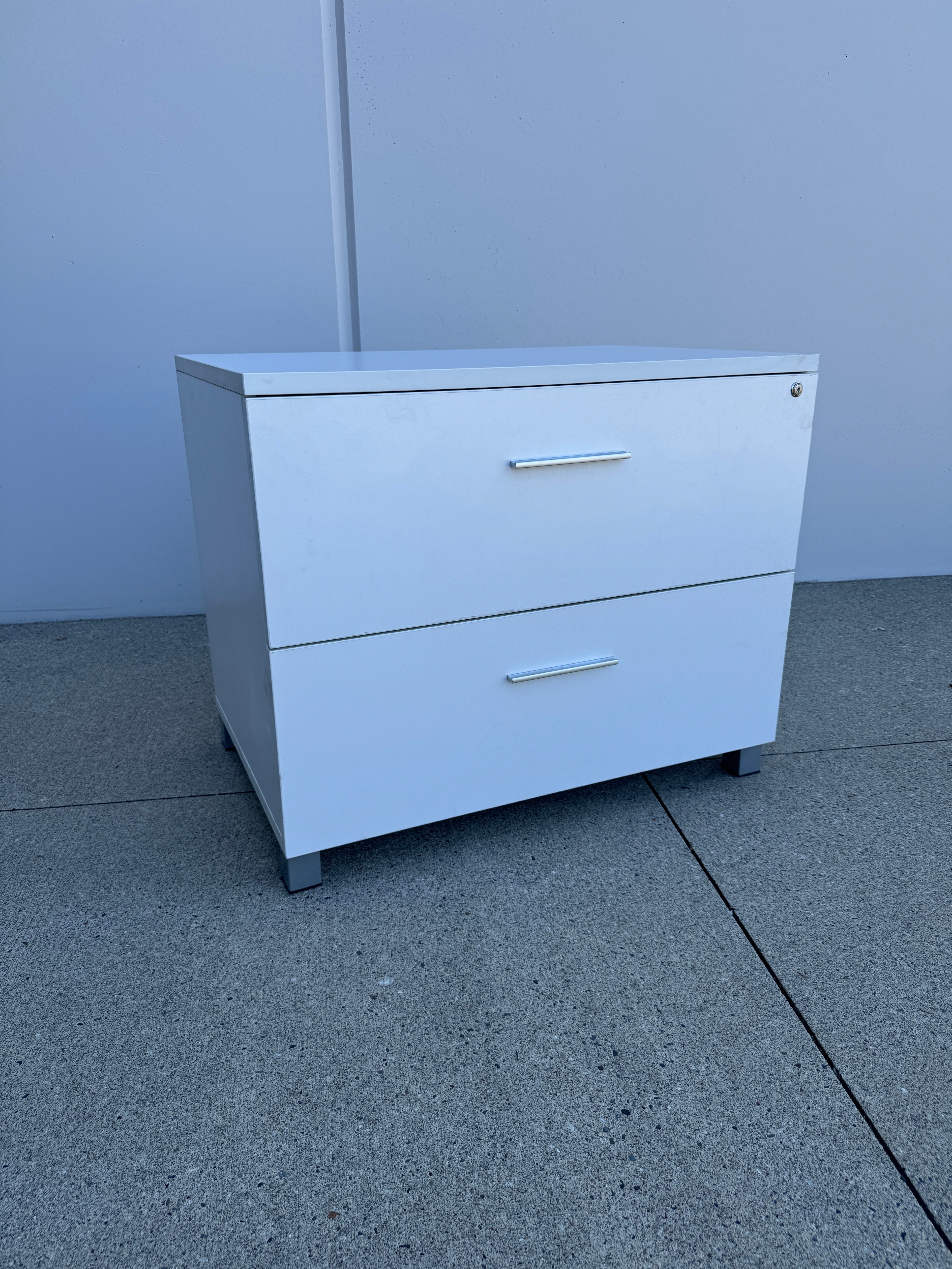 Teknion White Lateral 2 Drawer Filing Cabinet