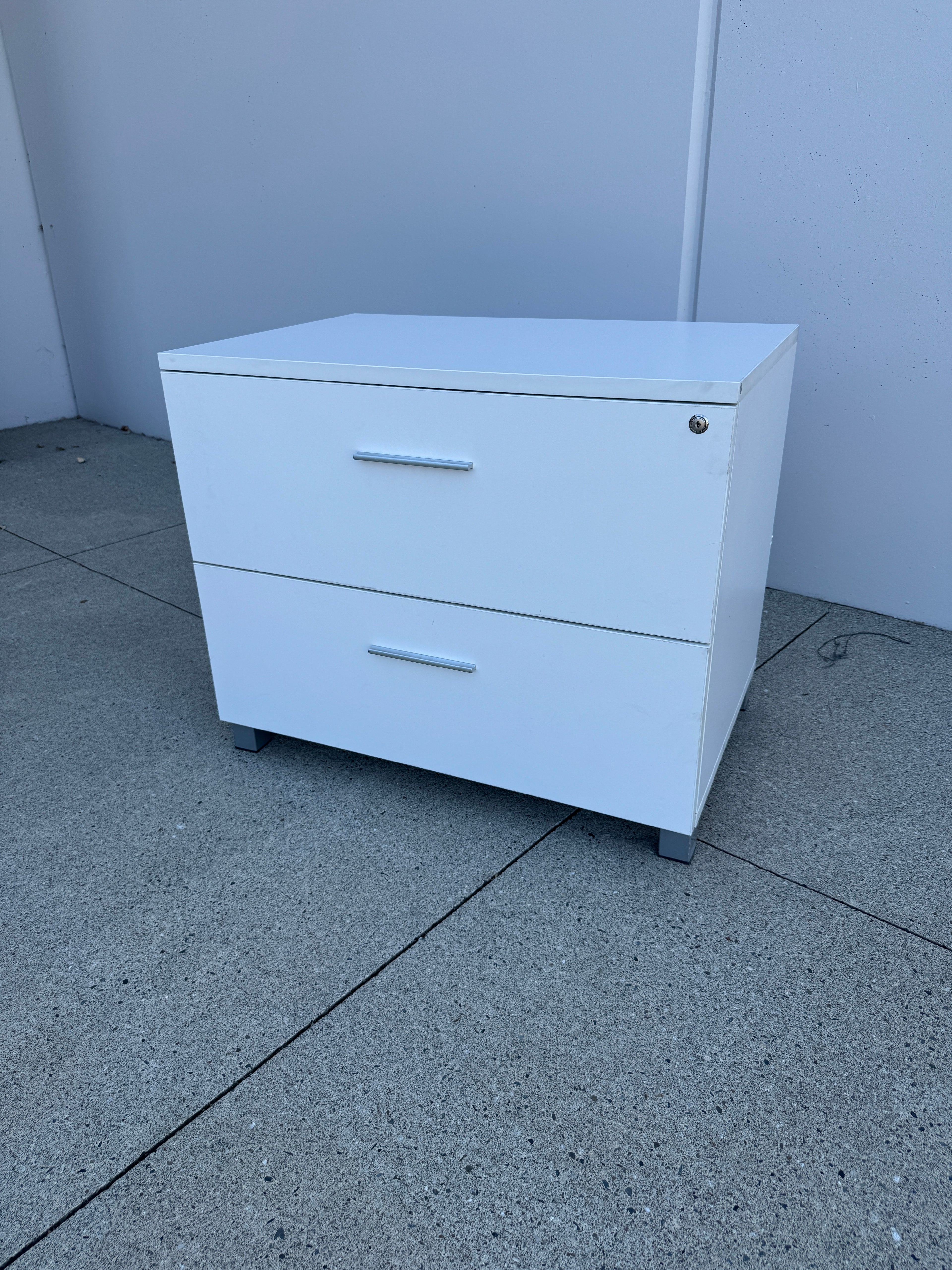 Teknion White Lateral 2 Drawer Filing Cabinet