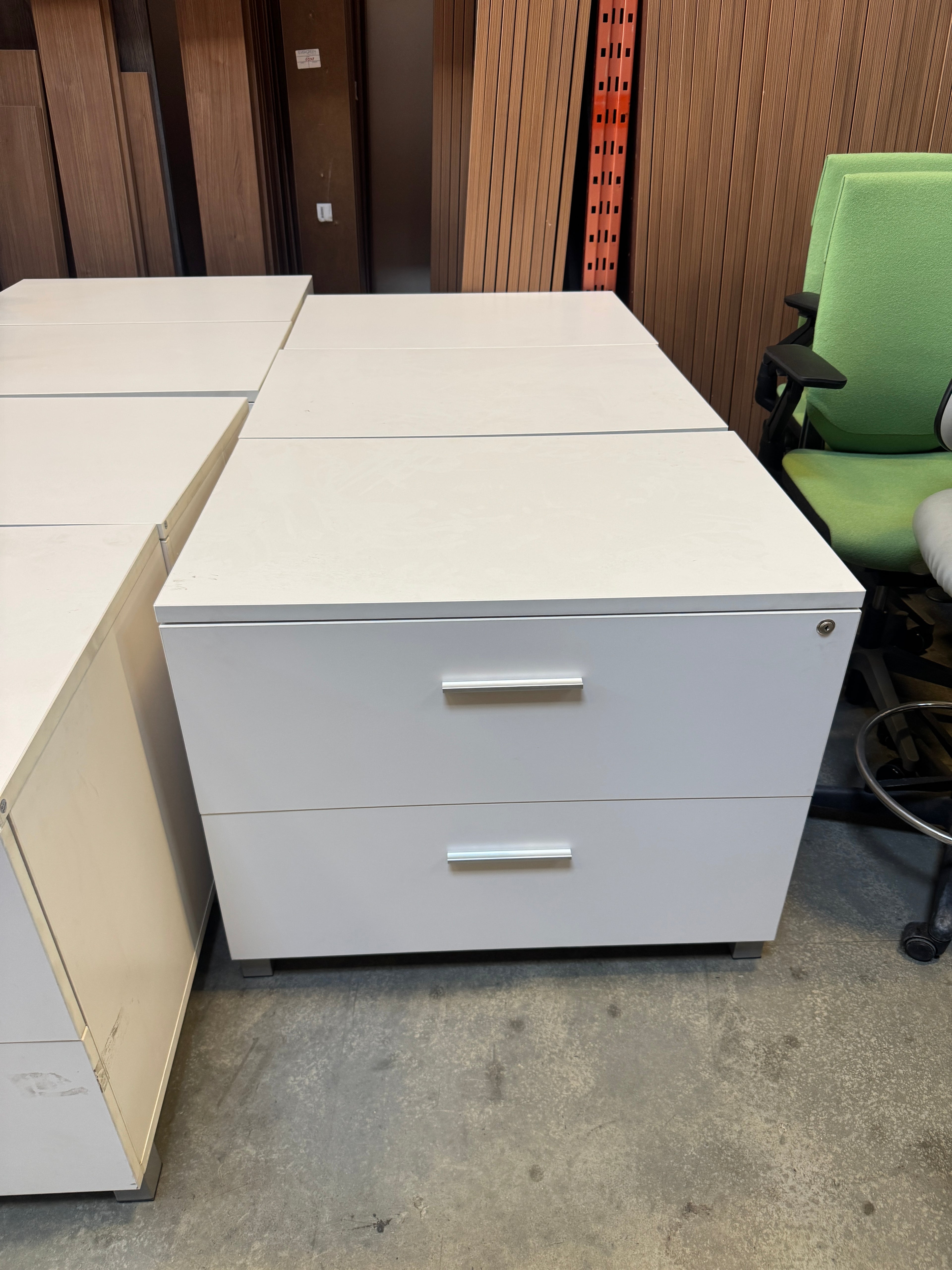 Teknion White Lateral 2 Drawer Filing Cabinet