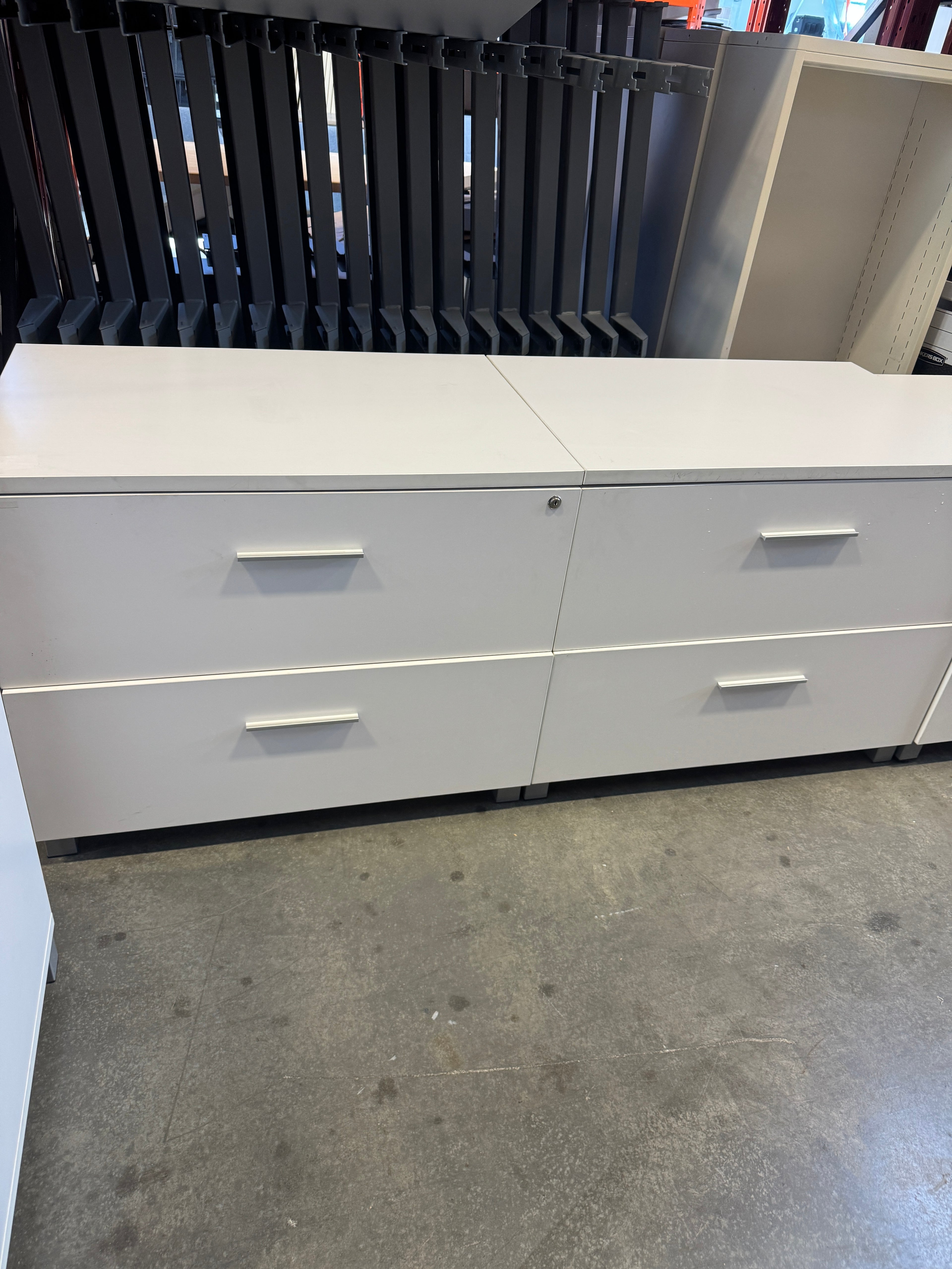 Teknion White Lateral 2 Drawer Filing Cabinet