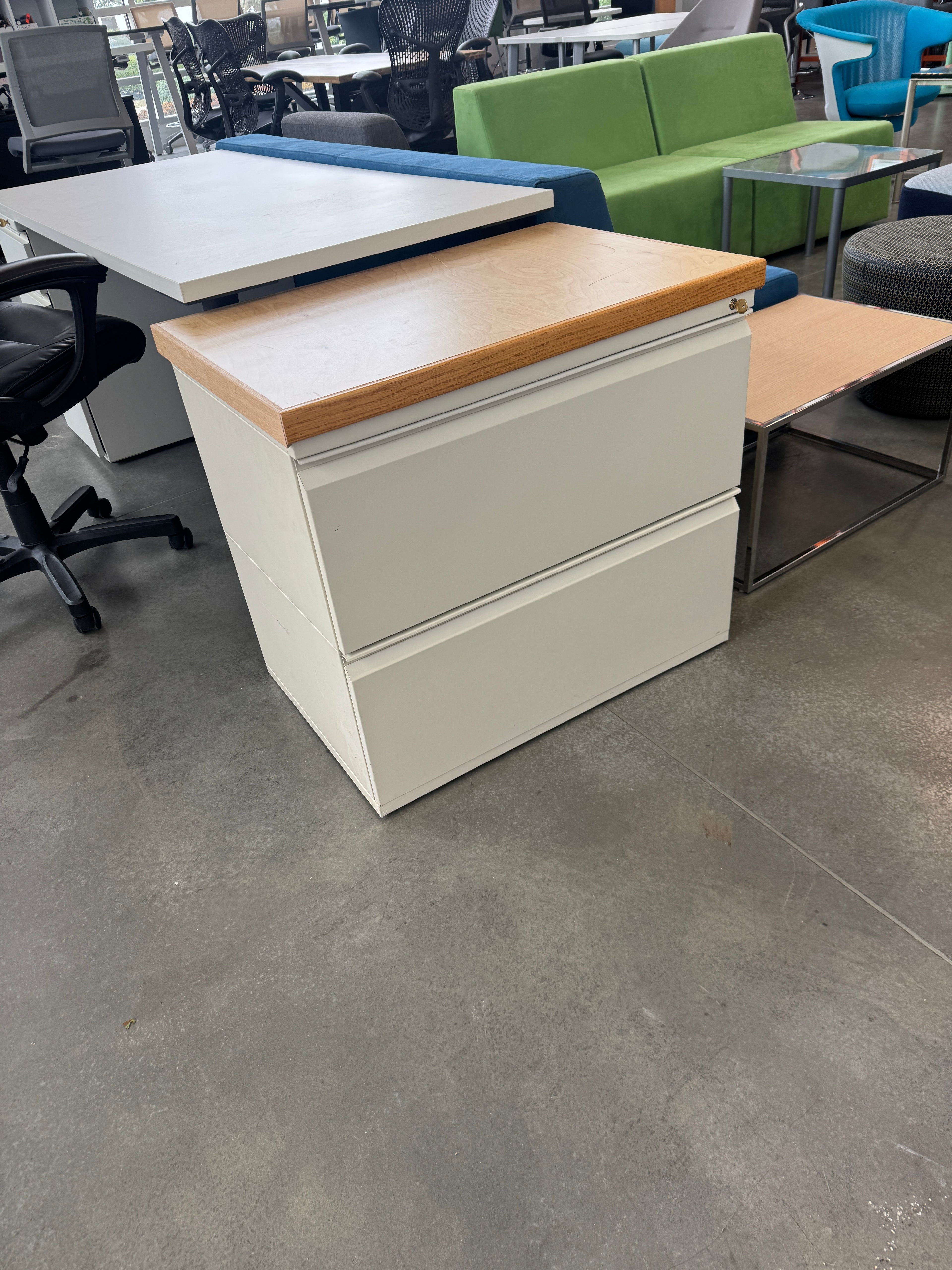 Herman Miller 2-Drawer Lateral File Cabinet w/ Solid Wood Top