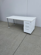 Herman Miller 72" White Desk with Integrated Storage Pedestal