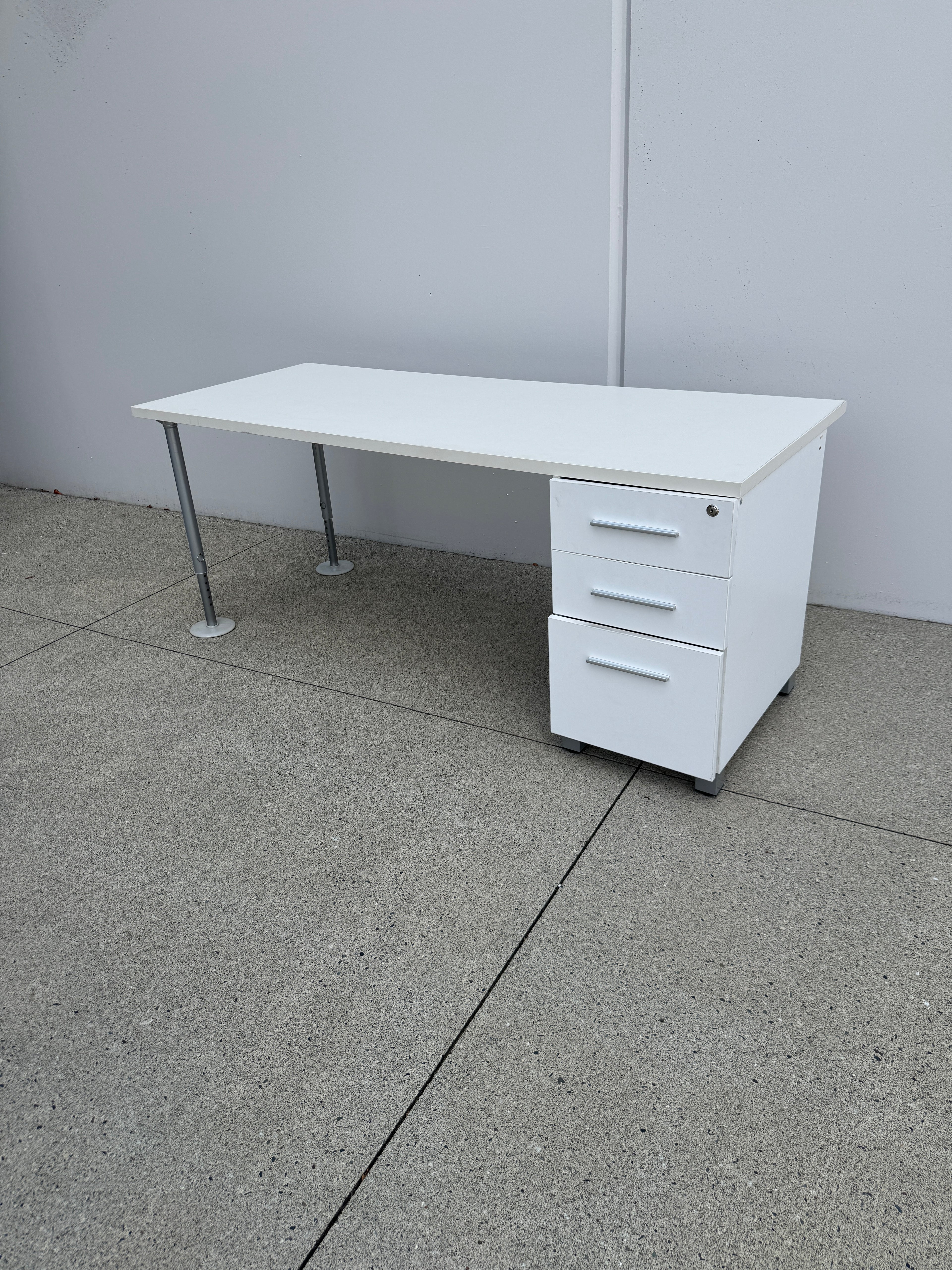 Herman Miller 72" White Desk with Integrated Storage Pedestal
