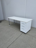 Herman Miller 72" White Desk with Integrated Storage Pedestal