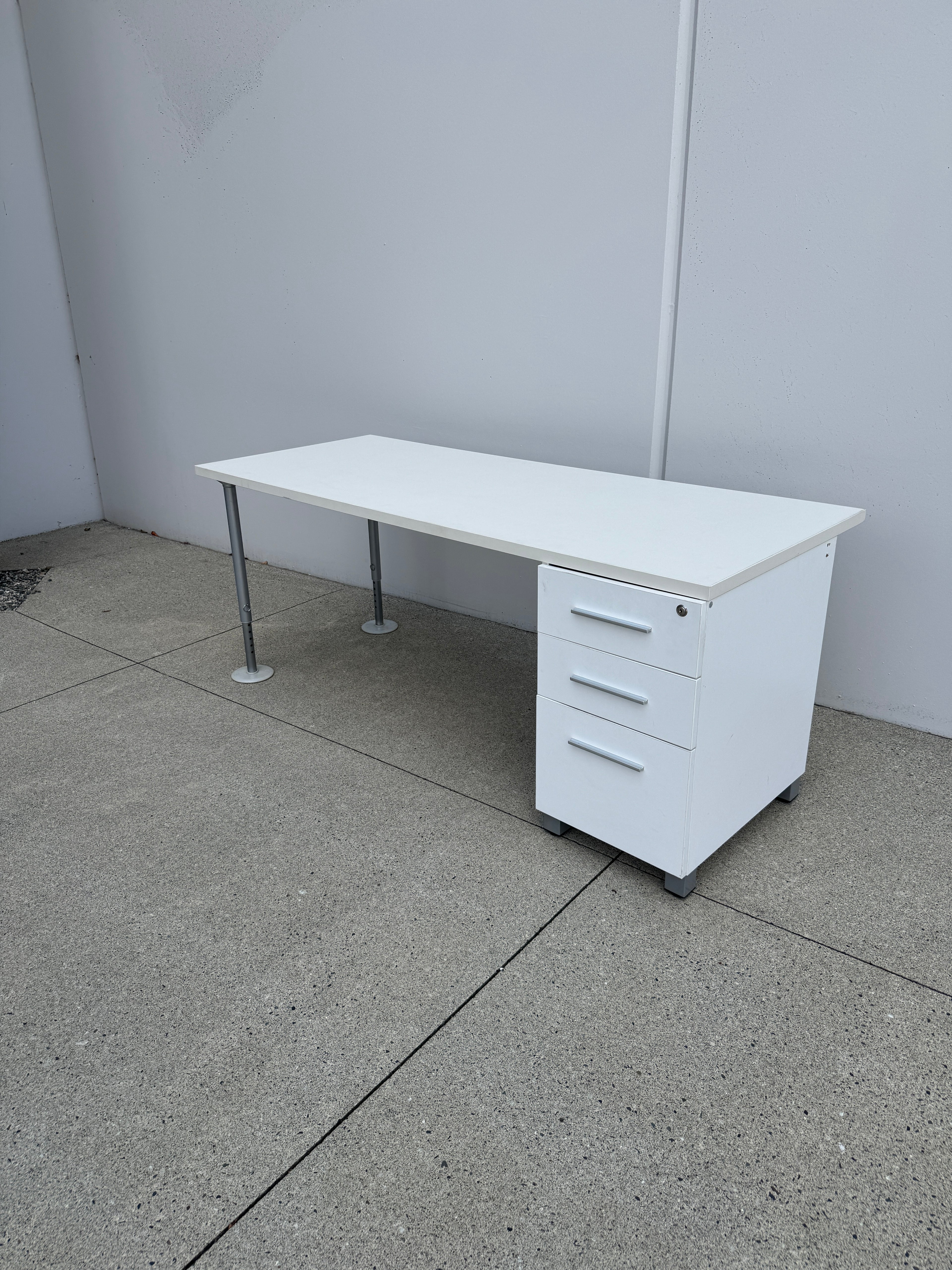 Herman Miller 72" White Desk with Integrated Storage Pedestal