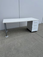 Herman Miller 72" White Desk with Integrated Storage Pedestal