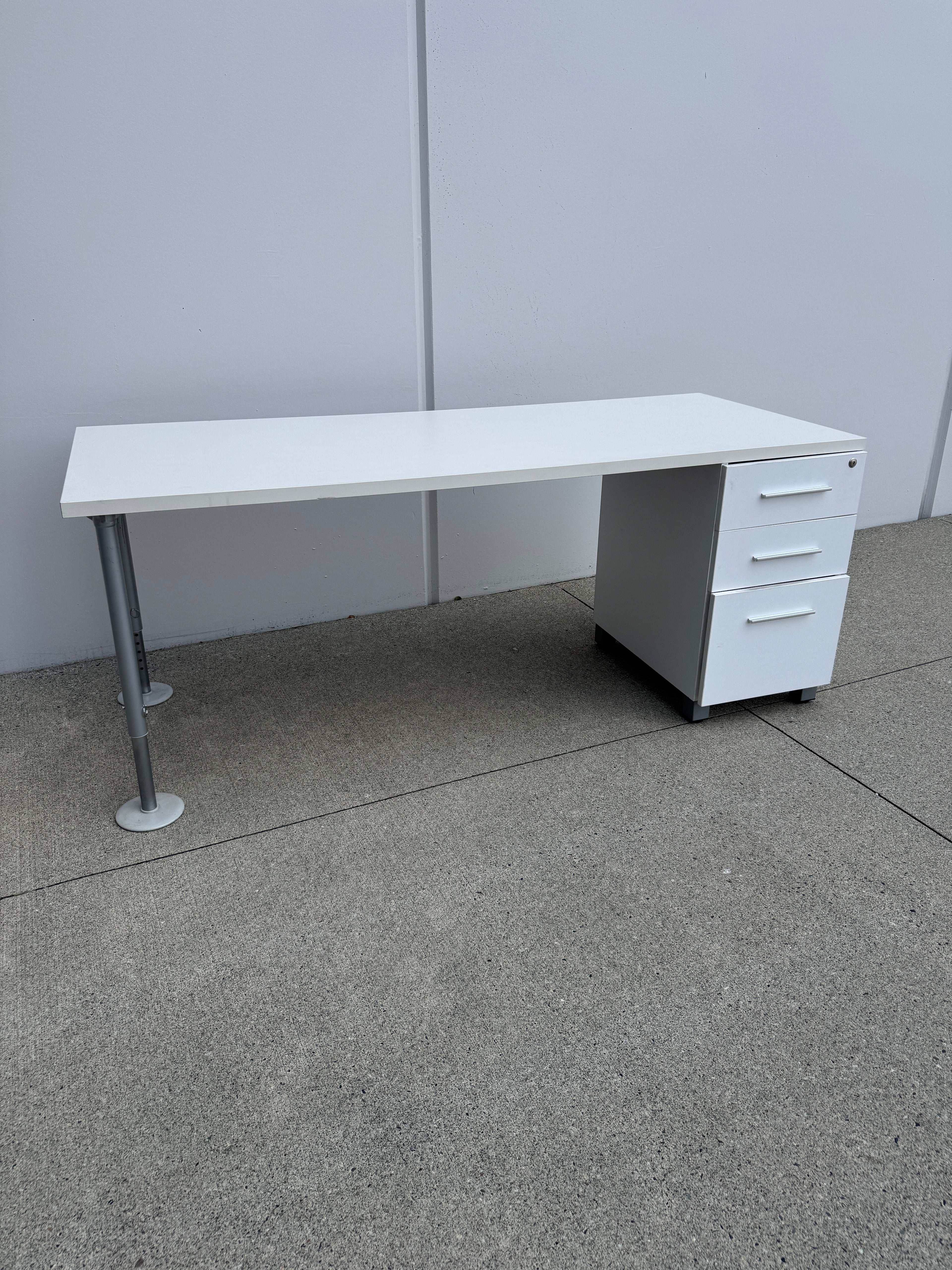Herman Miller 72" White Desk with Integrated Storage Pedestal