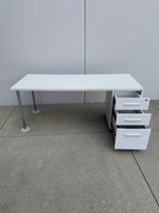 Herman Miller 72" White Desk with Integrated Storage Pedestal