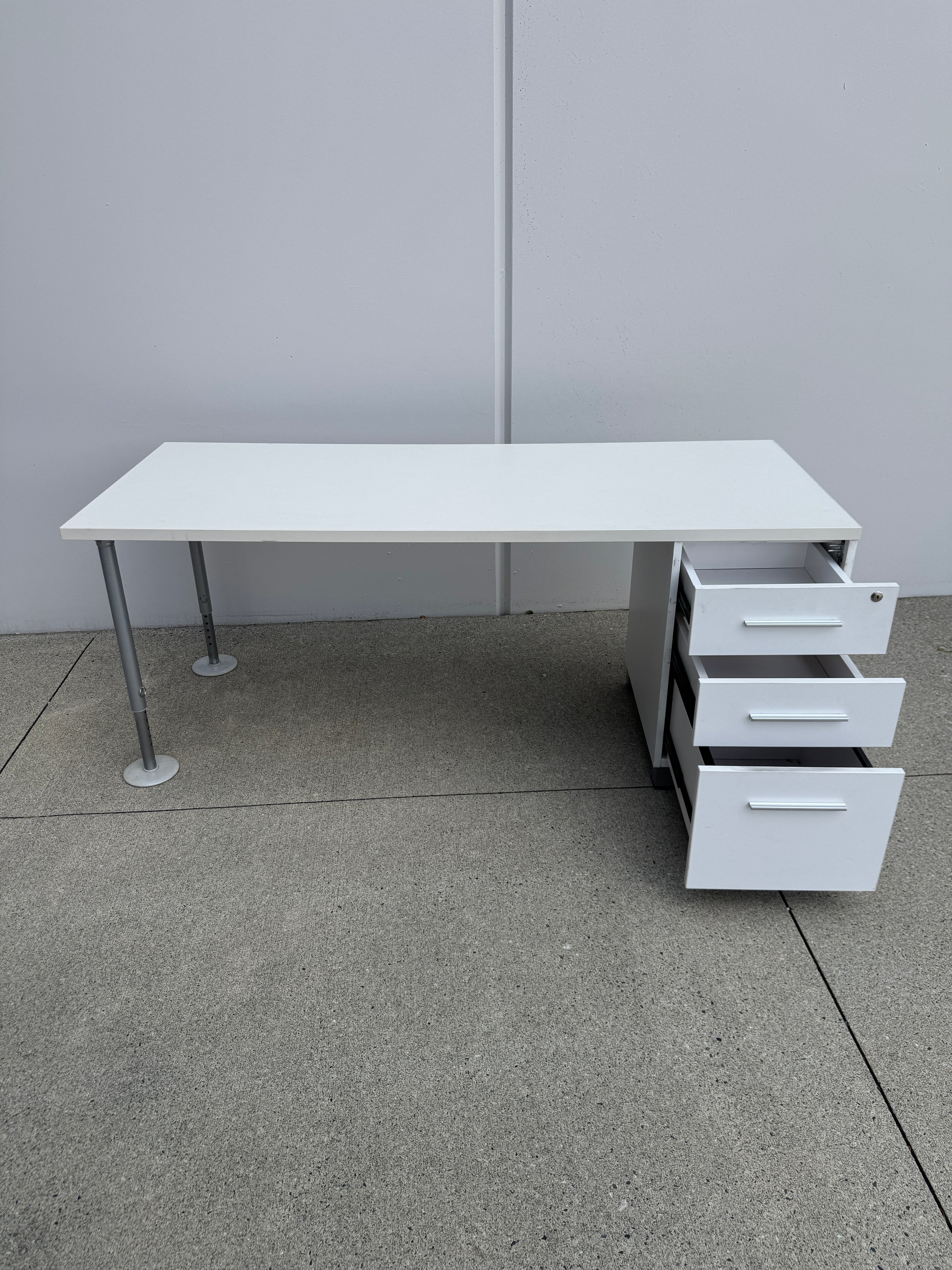 Herman Miller 72" White Desk with Integrated Storage Pedestal