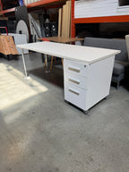 Herman Miller 72" White Desk with Integrated Storage Pedestal