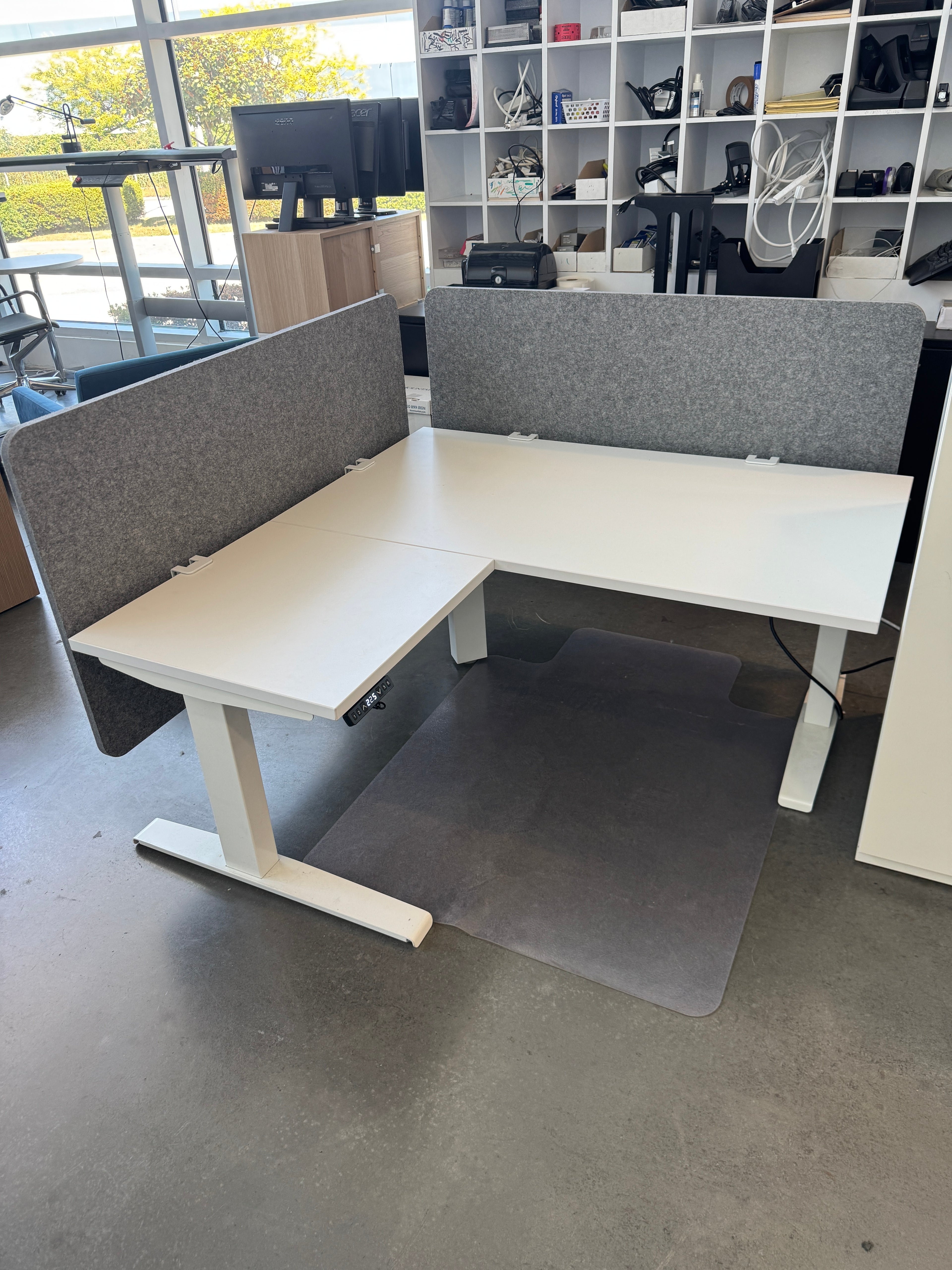 Workspace 48" Electric L-Shape Sit-Stand Desk with Privacy Panels
