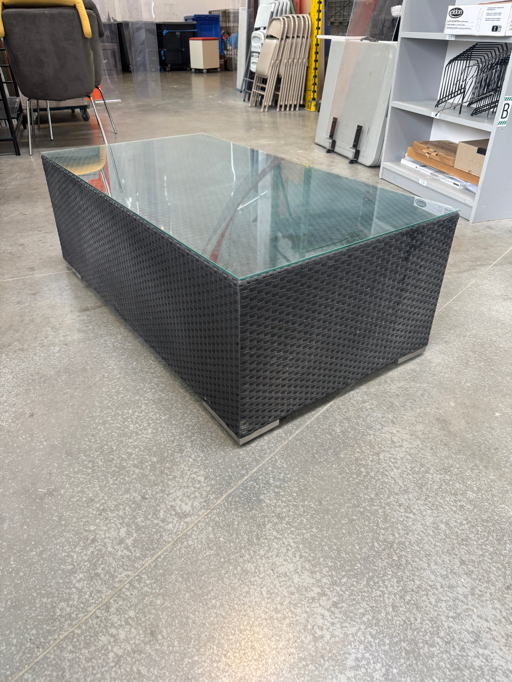 Blumare Outdoor Wicker Coffee Table with Glass Top