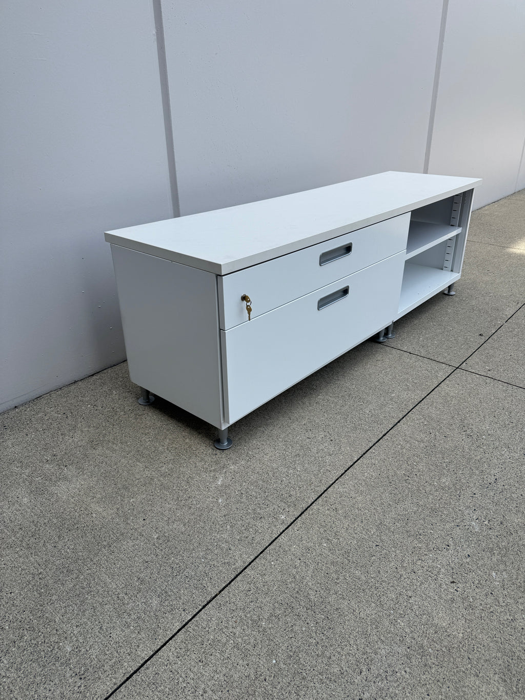 White Steelcase 72" Storage Credenza / TV Stand