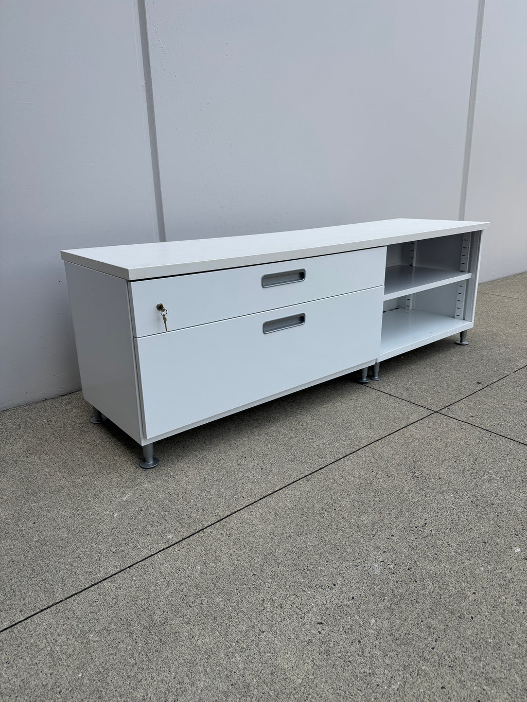 White Steelcase 72" Storage Credenza / TV Stand