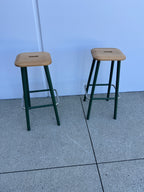 Designer Oak & Steel Bar Stools