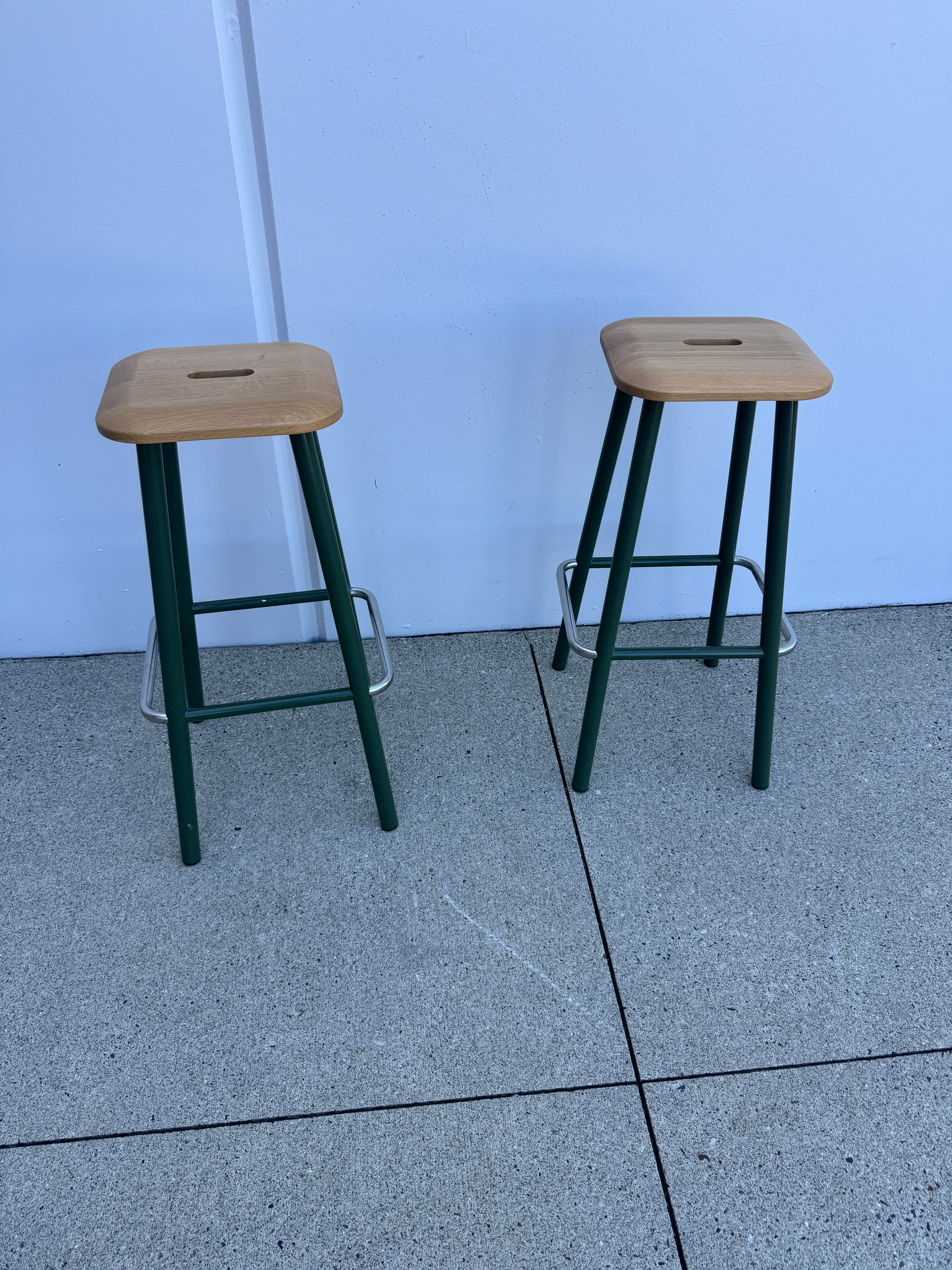 Designer Oak & Steel Bar Stools