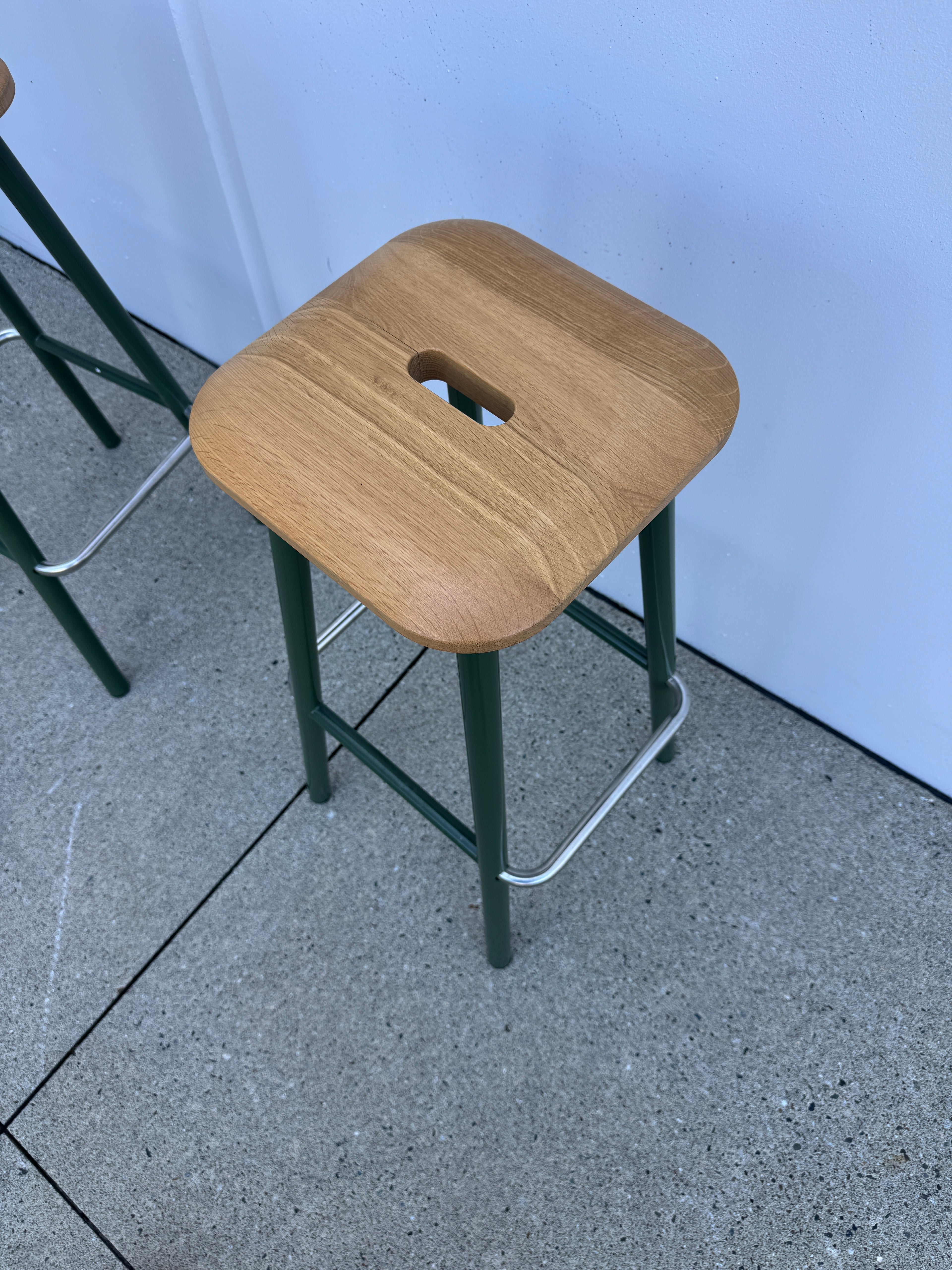 Designer Oak & Steel Bar Stools