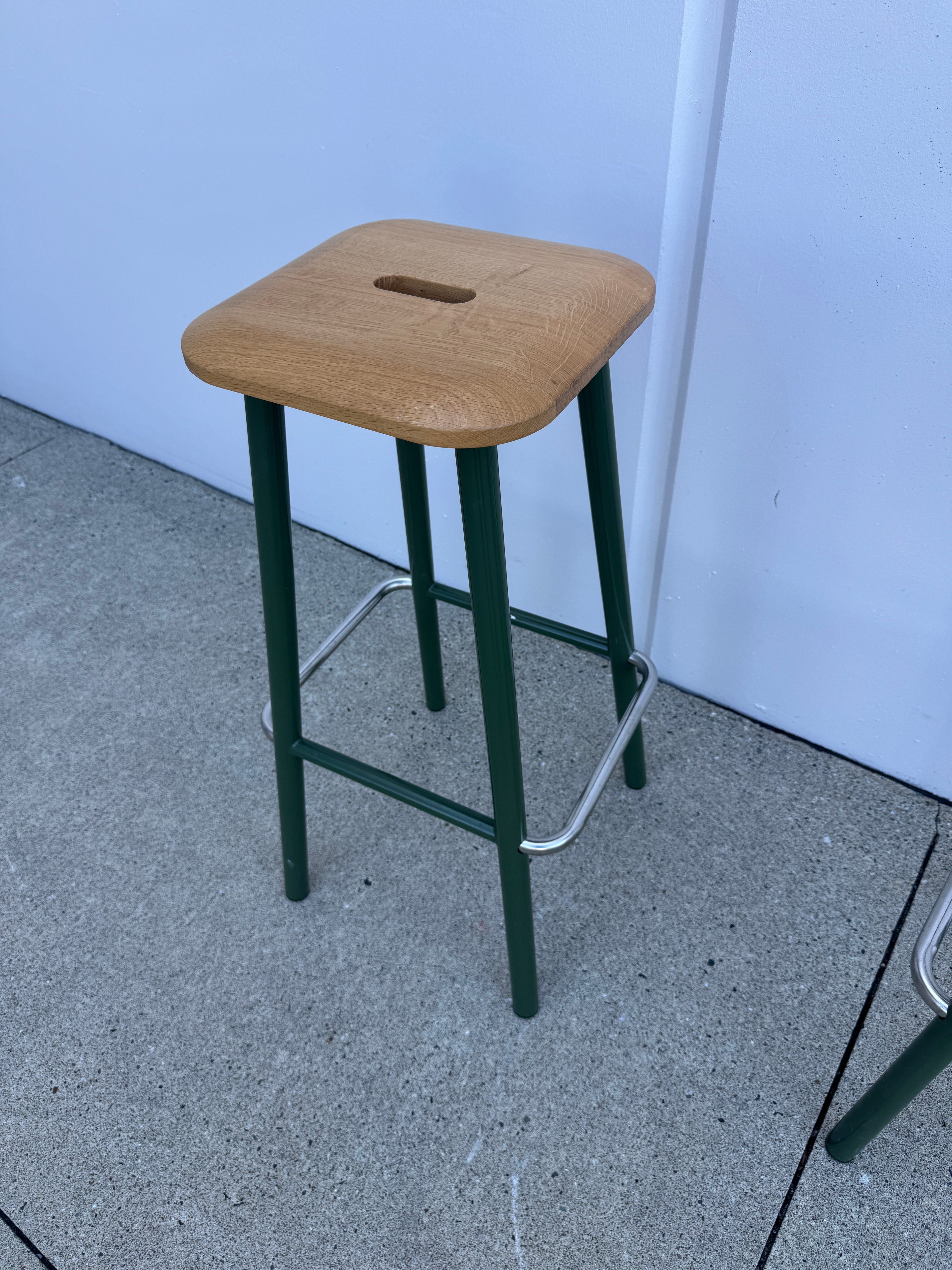 Designer Oak & Steel Bar Stools