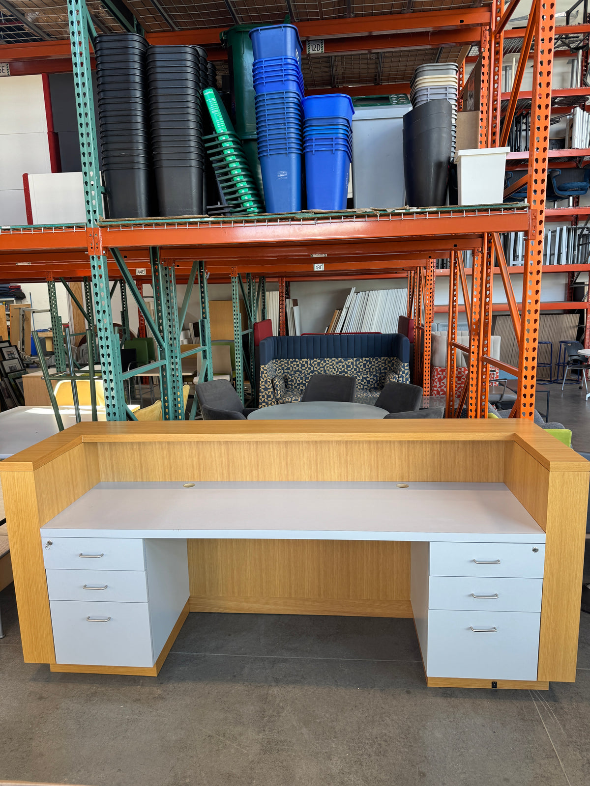 Custom 8 Foot Reception Desk with Storage