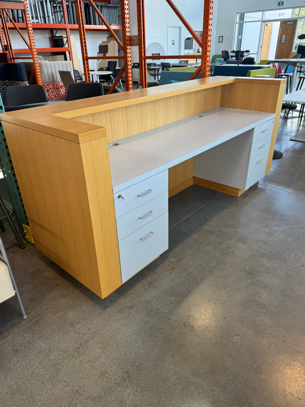 Custom 8 Foot Reception Desk with Storage
