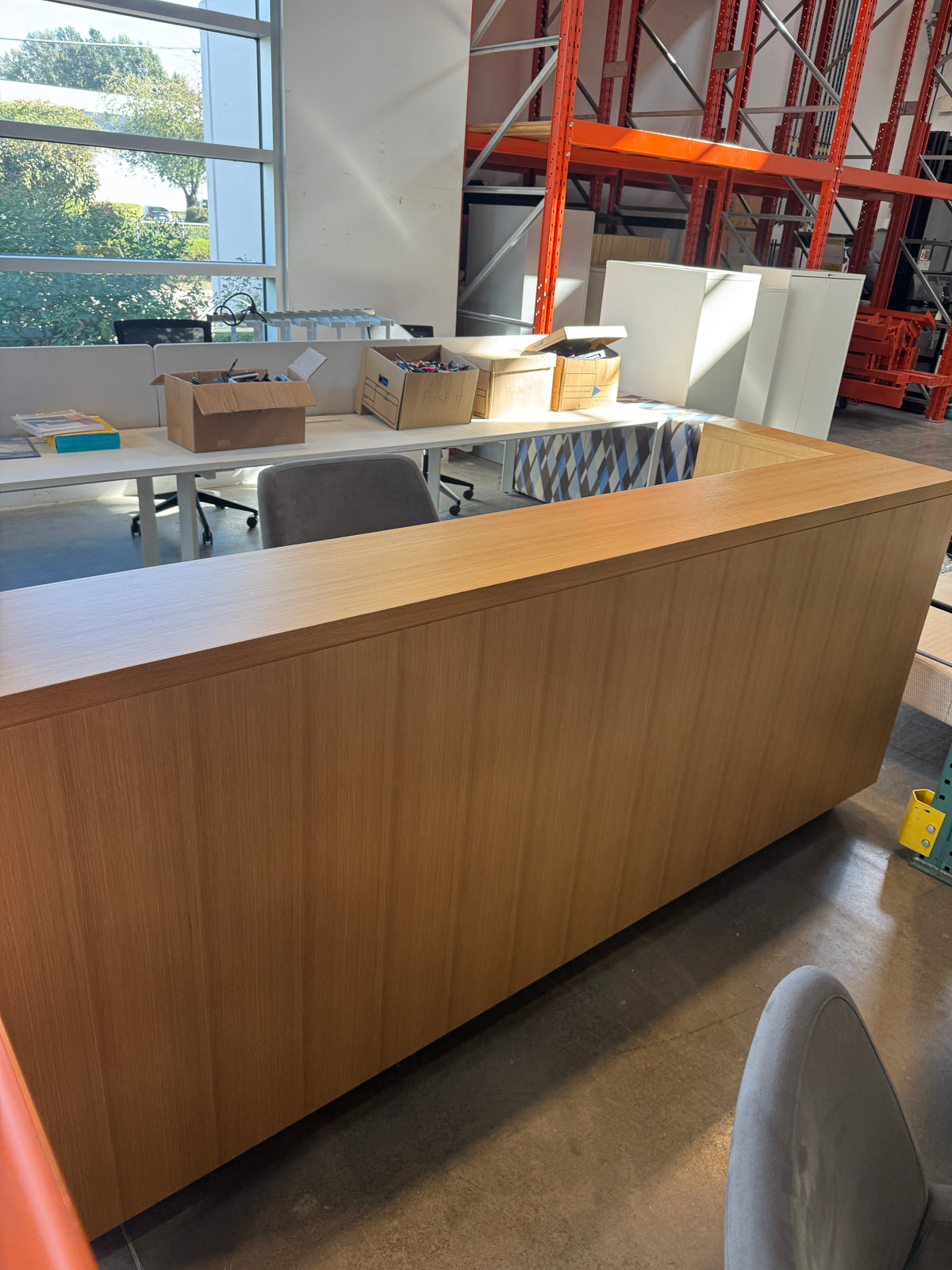 Custom 8 Foot Reception Desk with Storage