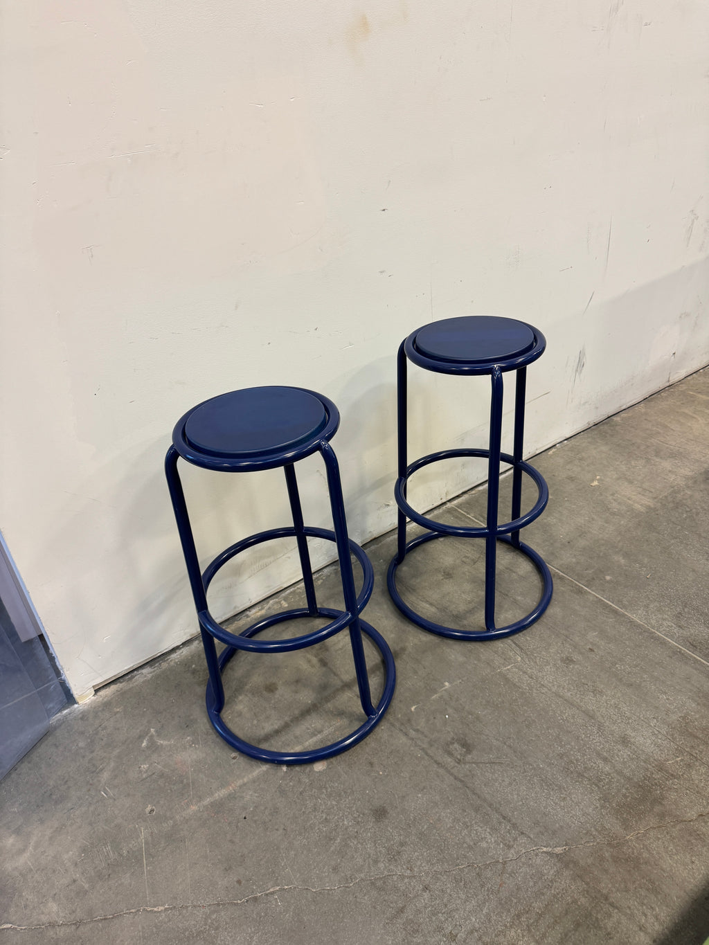 Navy Blue Metal Bar Stools – 30" Height