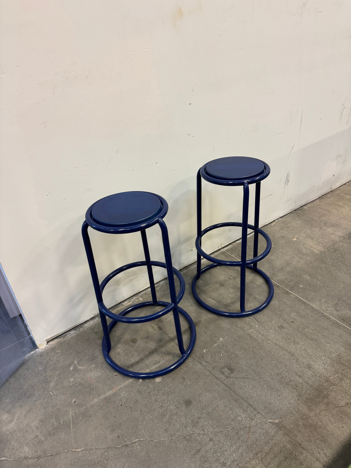 Navy Blue Metal Bar Stools – 30" Height