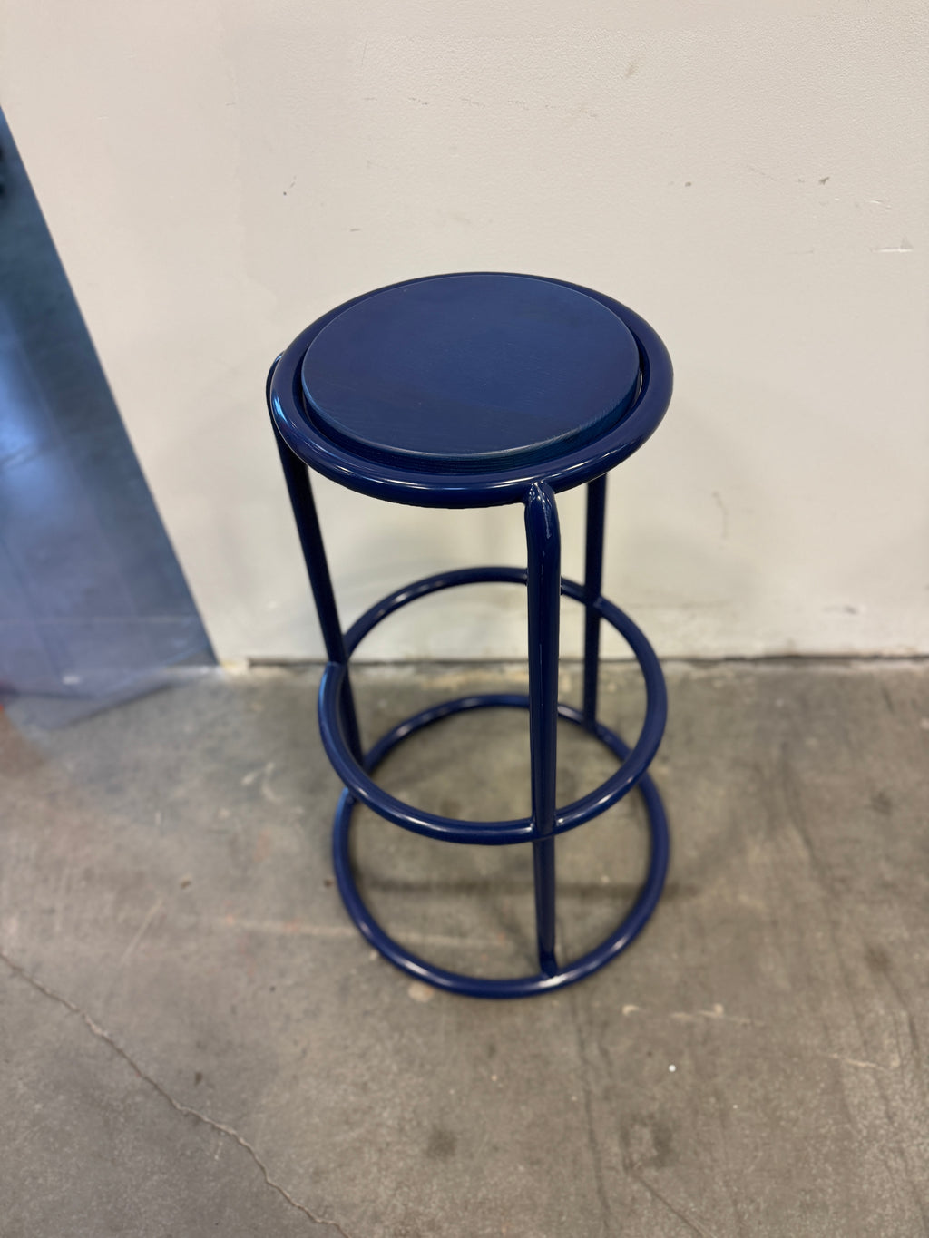 Navy Blue Metal Bar Stools – 30" Height