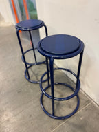 Navy Blue Metal Bar Stools – 30" Height