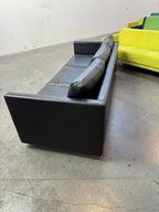 Black 3-Seat Leather Sofa