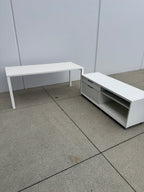 White Herman Miller Desk & Credenza Setup