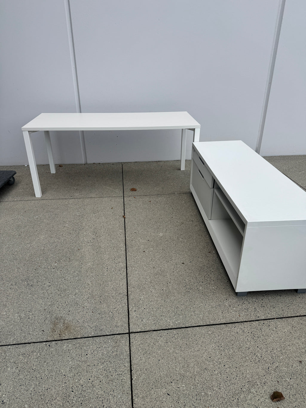 White Herman Miller Desk & Credenza Setup