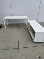 White Herman Miller Desk & Credenza Setup