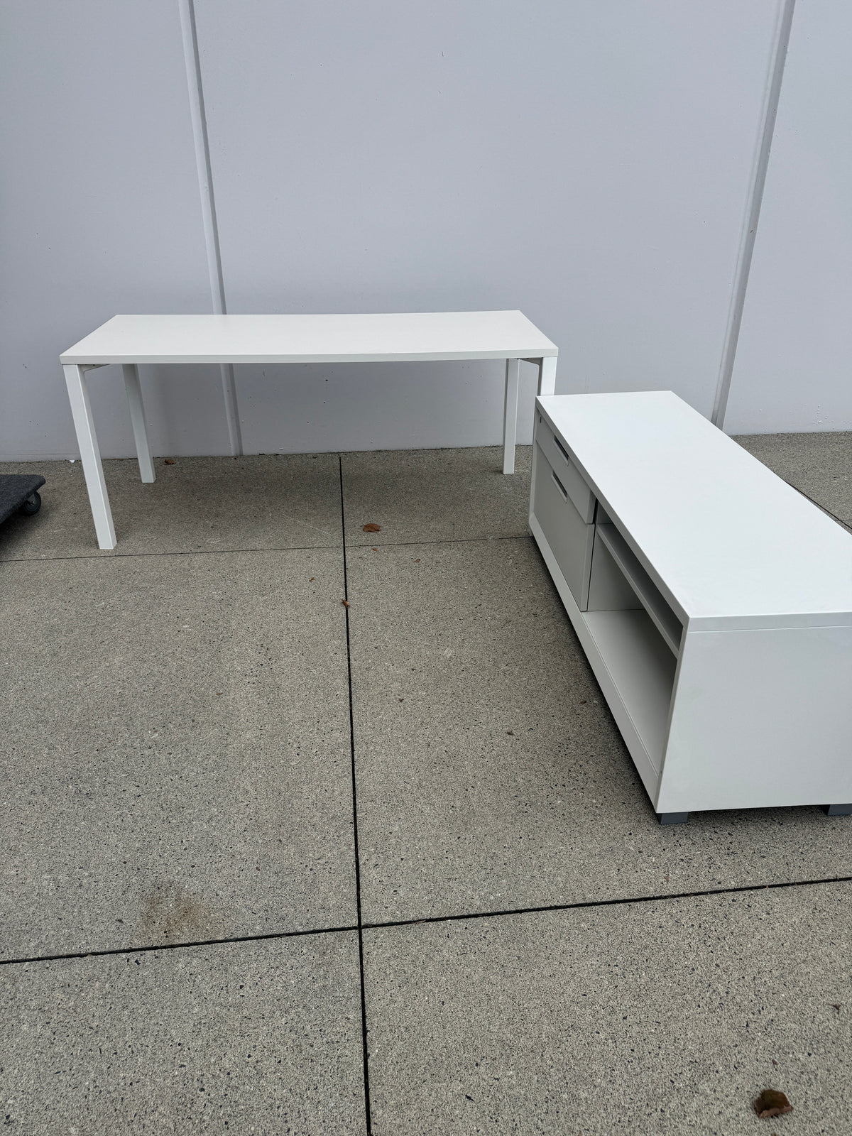 White Herman Miller Desk & Credenza Setup