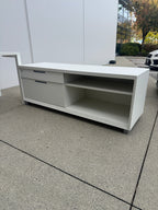 White Herman Miller Desk & Credenza Setup
