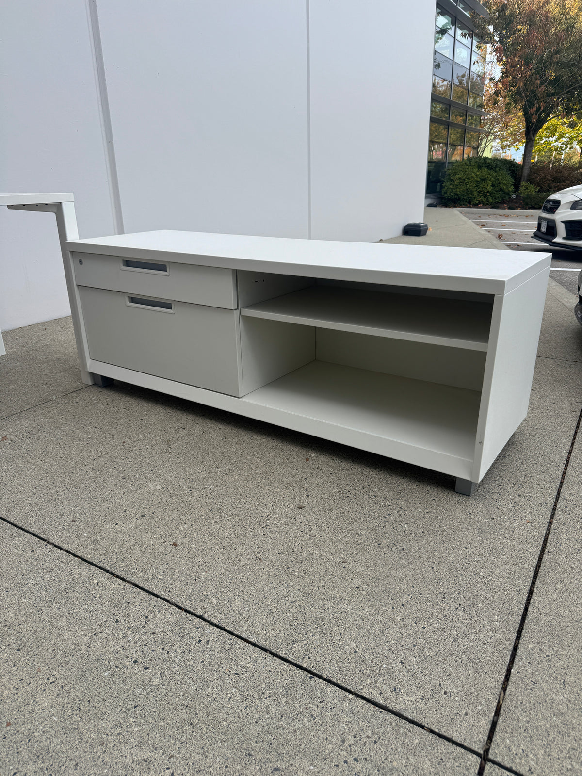White Herman Miller Desk & Credenza Setup