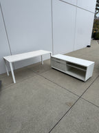 White Herman Miller Desk & Credenza Setup