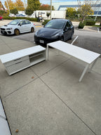 White Herman Miller Desk & Credenza Setup